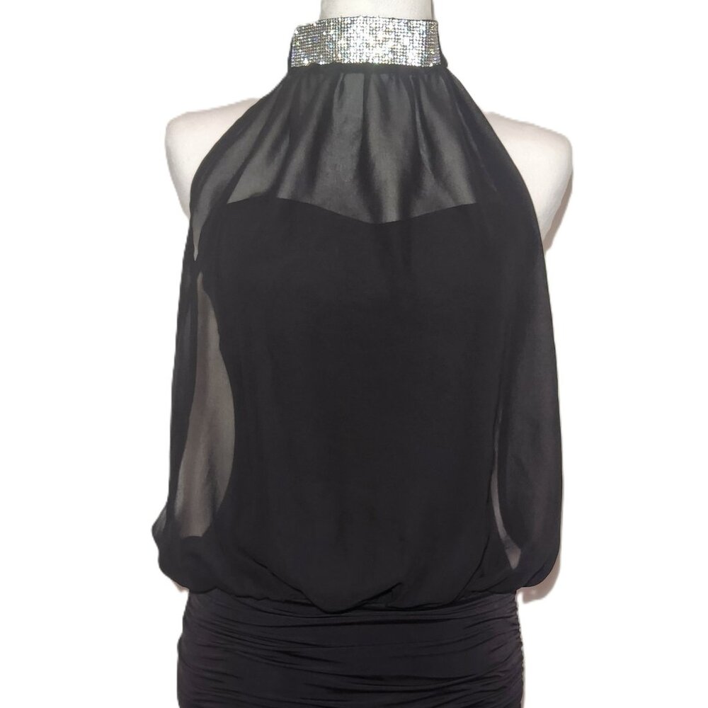Cristina USA black dress see through halter top - XS